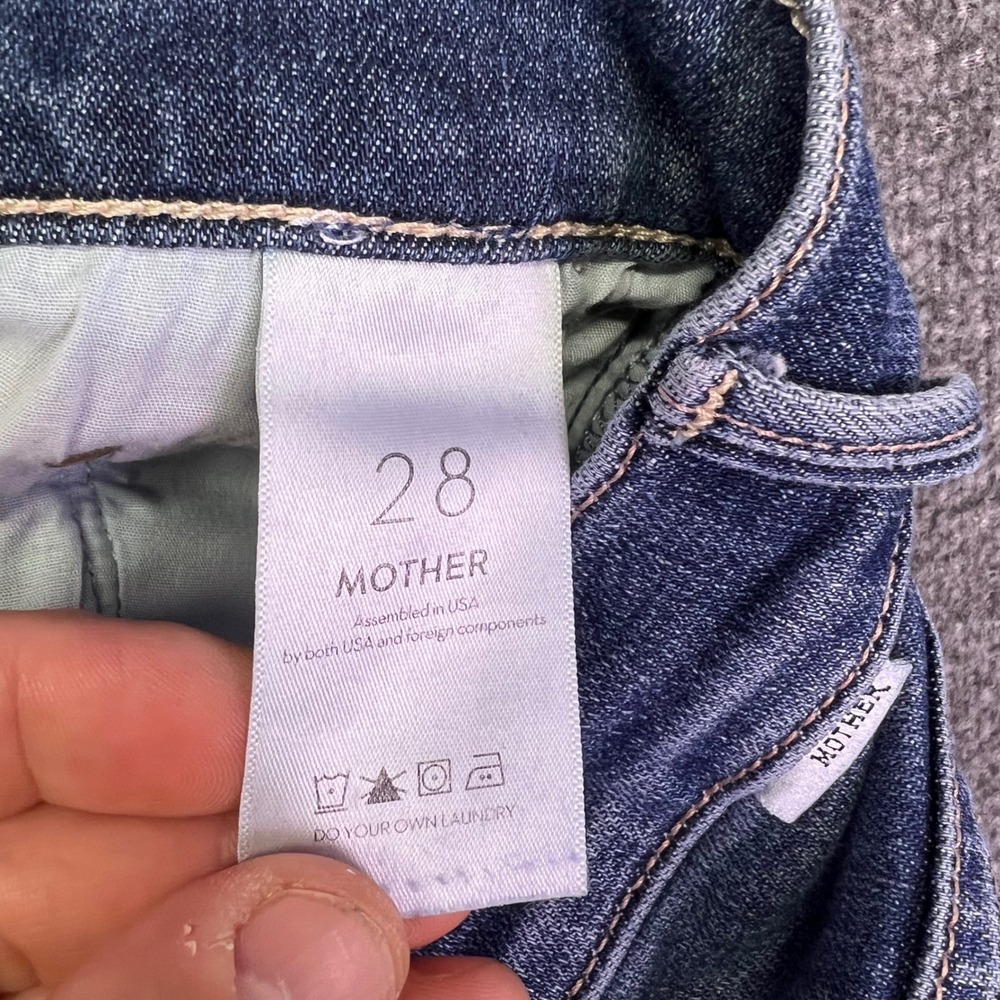 Mother The Insider Crop Step Fray Women 28x25 Blue Slim Bootcut Casual High Rise - Picture 15 of 16